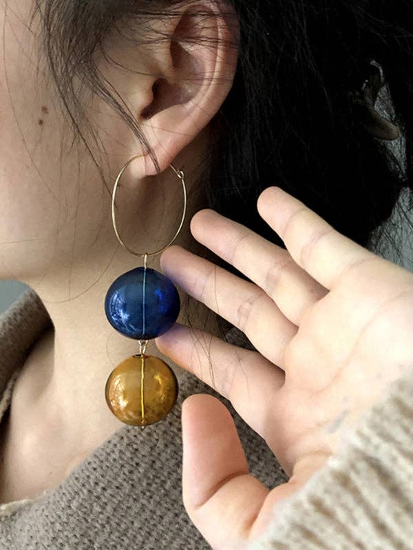 GUL BLÅ Snygga kontrastfärg Geometriska örhängen Tillbehör för wholesale på Faire1