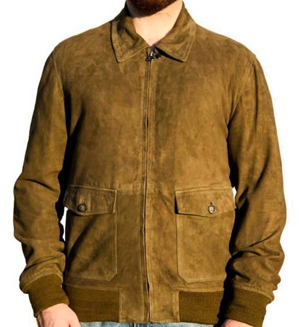 Haris enterprises – wholesale Bomberjacka - Herr – Bomberjacka i äkta mockaläder för män med krage4