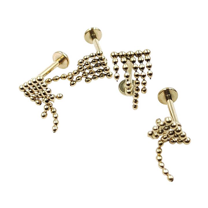 MYLENE ET FELIX - Wholesale Single Earring - Steel piercing with dangling chains1