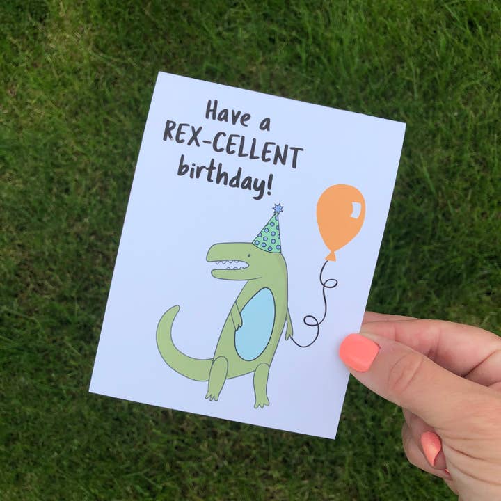 Personal Paper Hugs - Wholesale Birthday Card - Cute Dinosaur T-rex Punny Birthday Card, Kids Dinosaur Birthday Card