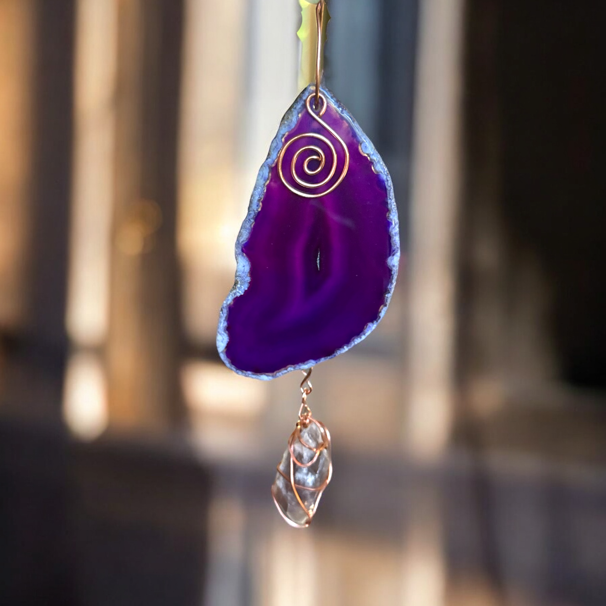 Well Fed Wolf L.L.C. - Wholesale Suncatcher - Handcrafted CopperWire-Wrapped Crystal Stone Window Hangings4