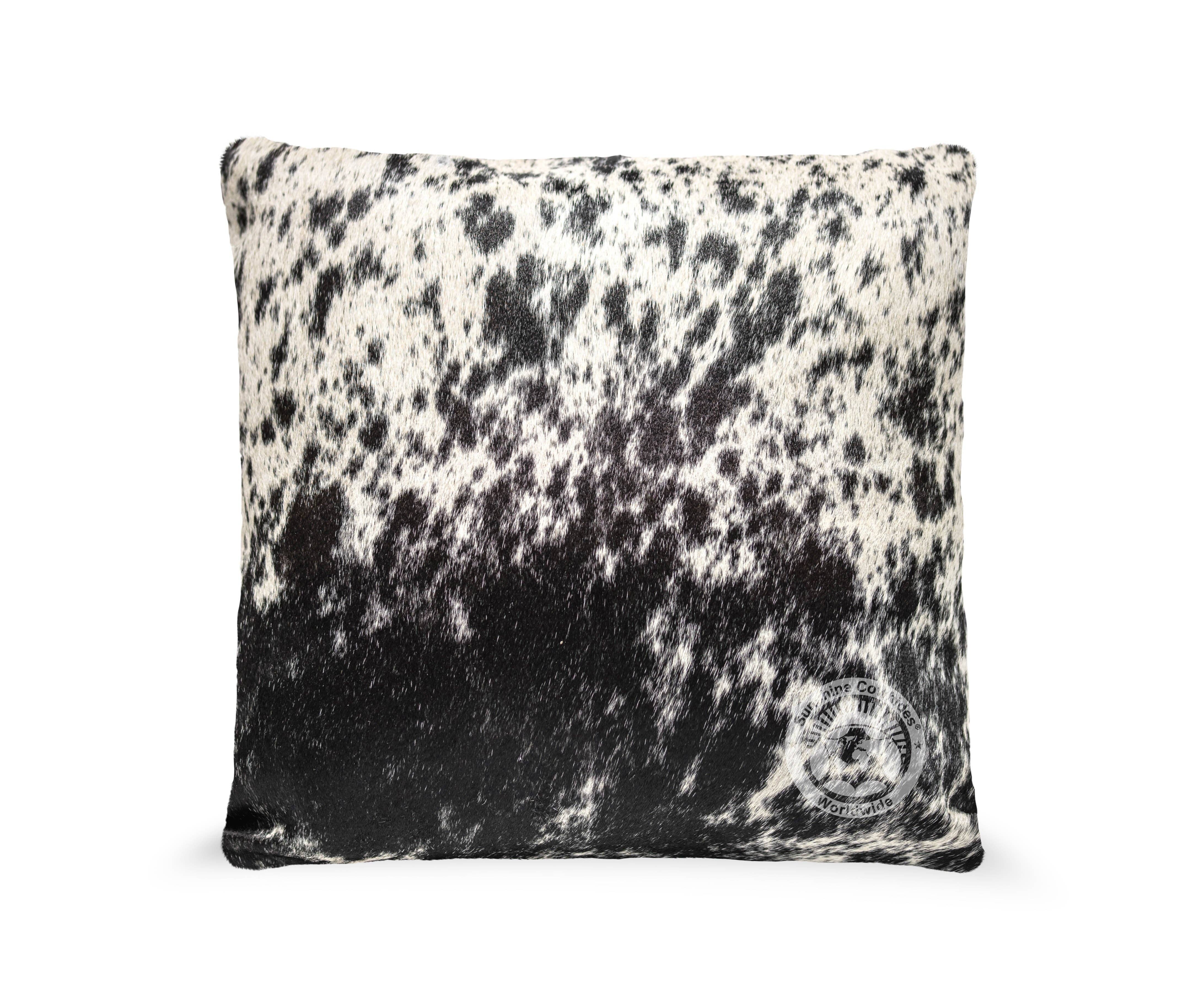 Sunshine Cowhides - Wholesale Throw Pillow Cover - Salt and Pepper Black Cowhide Pillow Cover 20x20"3