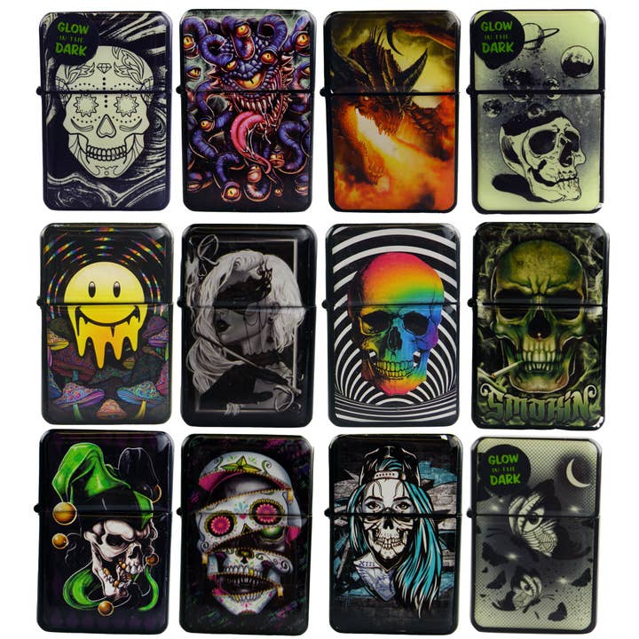 Smokezilla Flip Top Pipe Lighter Assortment- 12/Pack for wholesale by Novelty Closeout