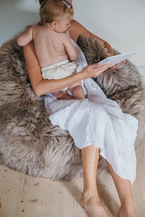 Mellow - Wholesale Pouf - Natural Sheepskin Beanbag - Greige14
