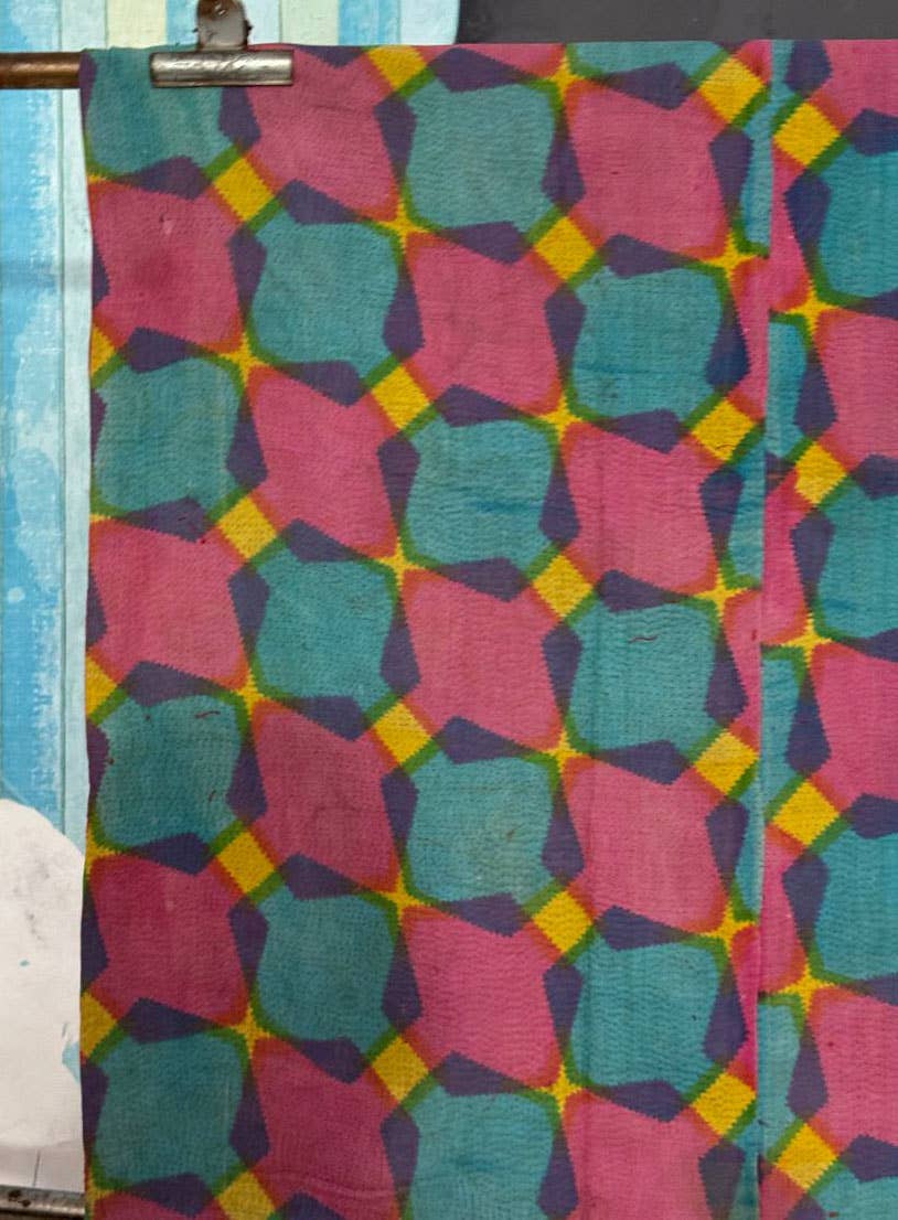 bhavnas boutique - Wholesale Quilt - Woven Whimsy Cotton Fabric kantha Stitch Quilt, Blanket, 7