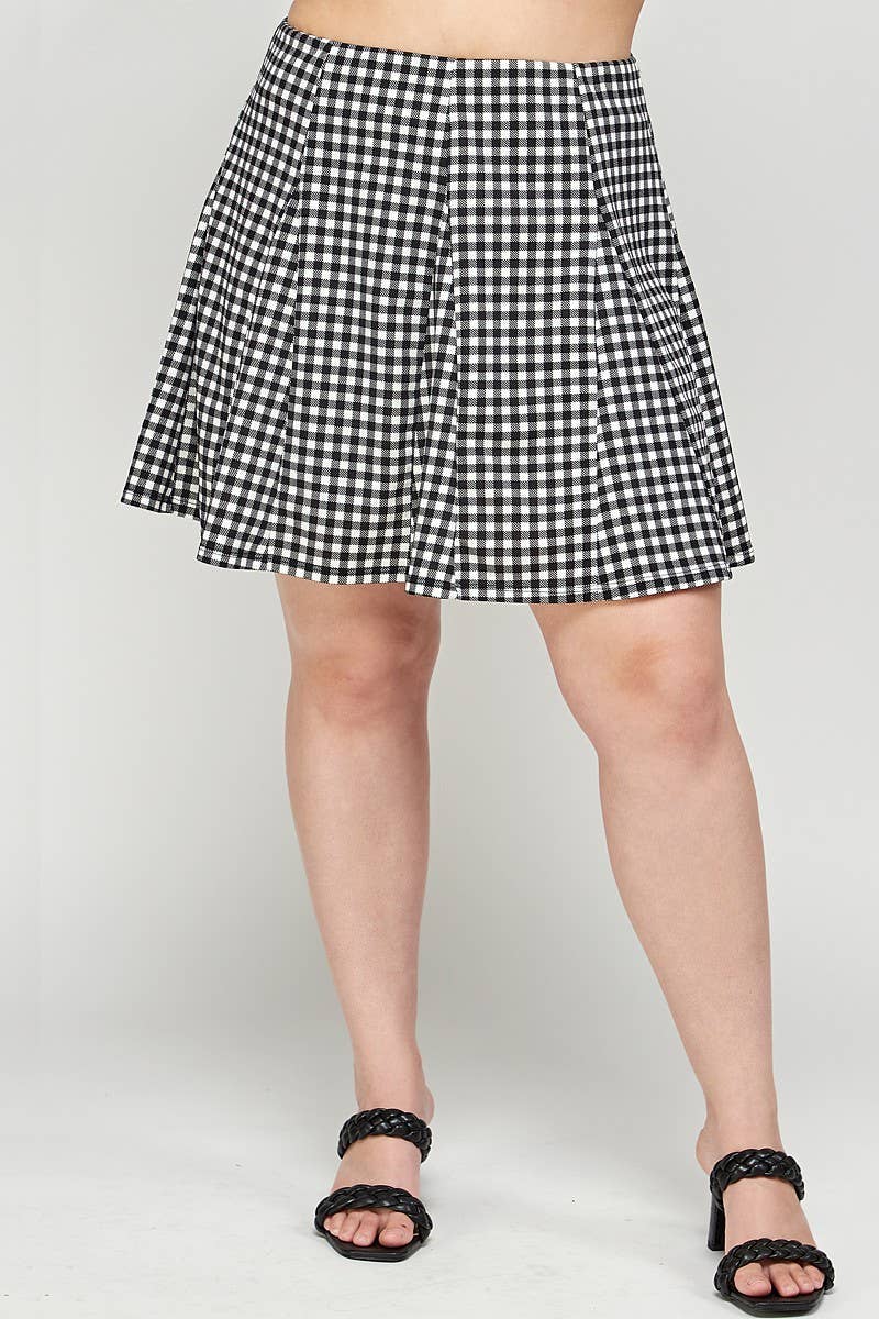 Haute Fox Plus Size & Contemporary - Wholesale Skirt - Women's - Plus Size Skirt A Line Gingham Check Print - KY18000-SK0
