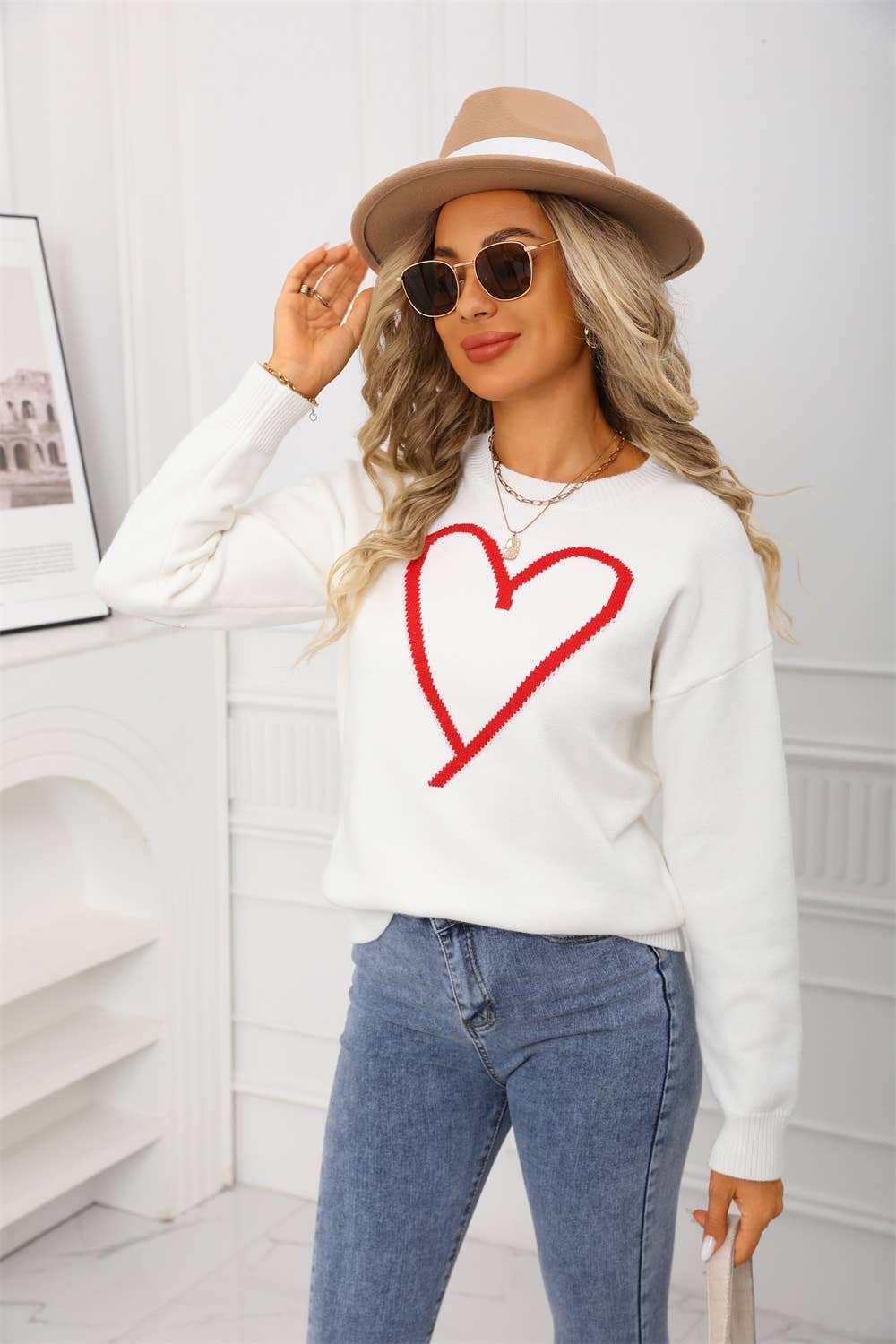 Hope & Sunshine - Wholesale Knit Sweater - Women's - Valentine's Heart Pullover Sweater69