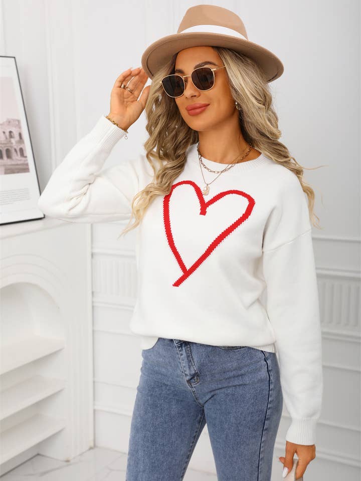 Hope & Sunshine - Wholesale Knit Sweater - Women's - Valentine's Heart Pullover Sweater69