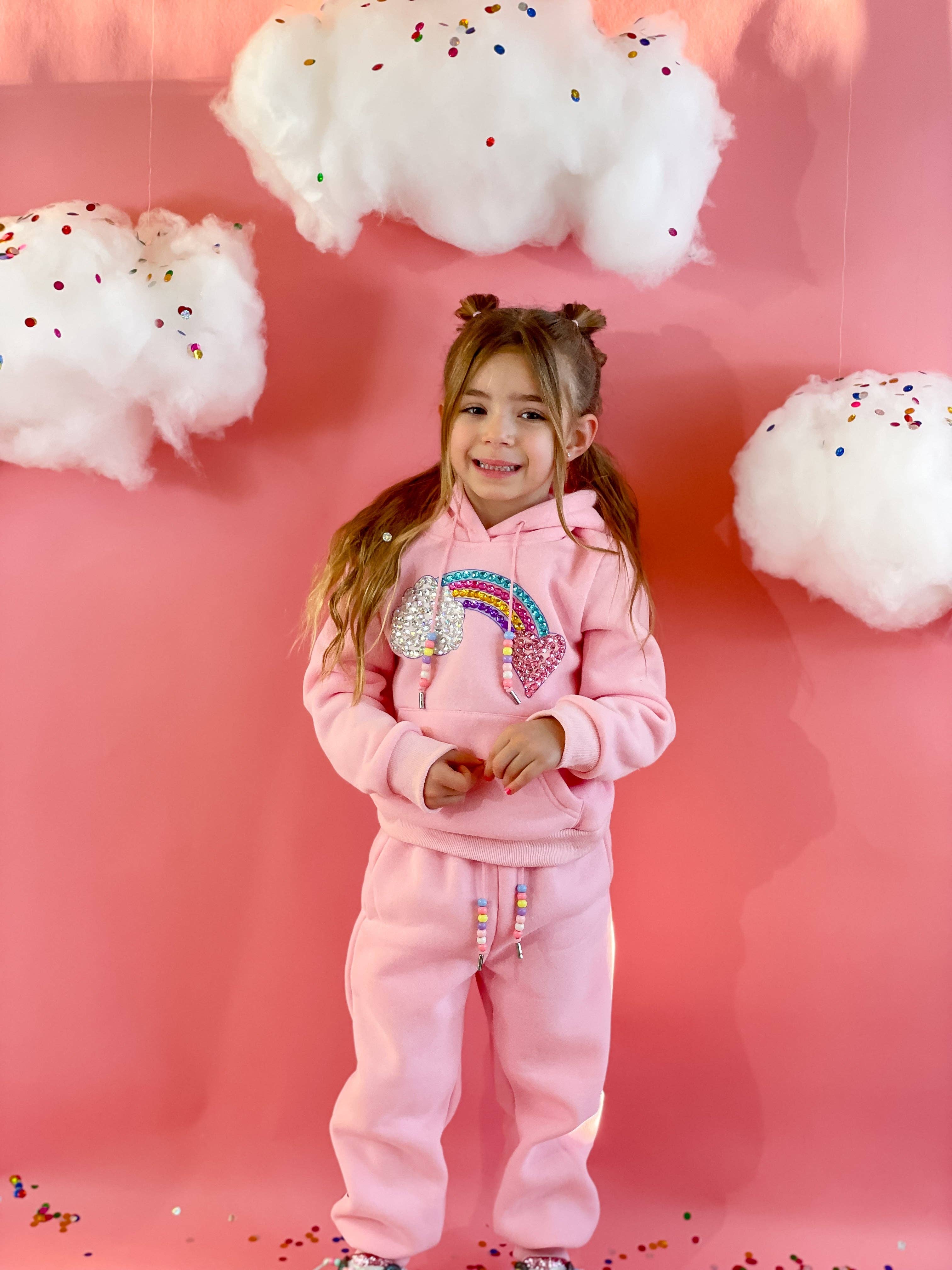 Ellie and Mila - Venta al por mayor Conjunto de camiseta y pantalón - Niños - Sudadera Rainbow Gem con abalorios4