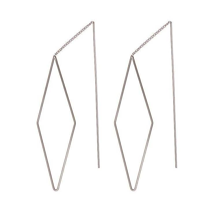 Juulry - Wholesale Dangle Earrings - Silver Hanging Earring with Long Rhombus