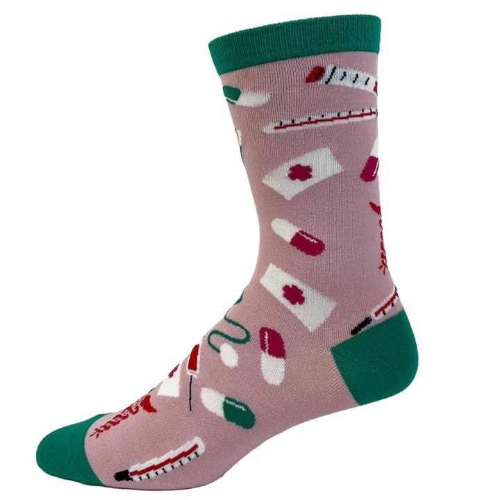 Pink Womens Nurse Socks Cute Saying Gift for Nursing Sock Design for wholesale on Faire