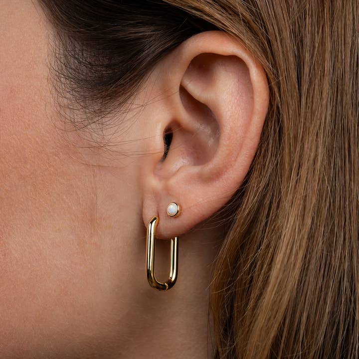 JaxKelly - Wholesale Hoop Earrings - Gold Hoop - Large Rectangle - Earrings