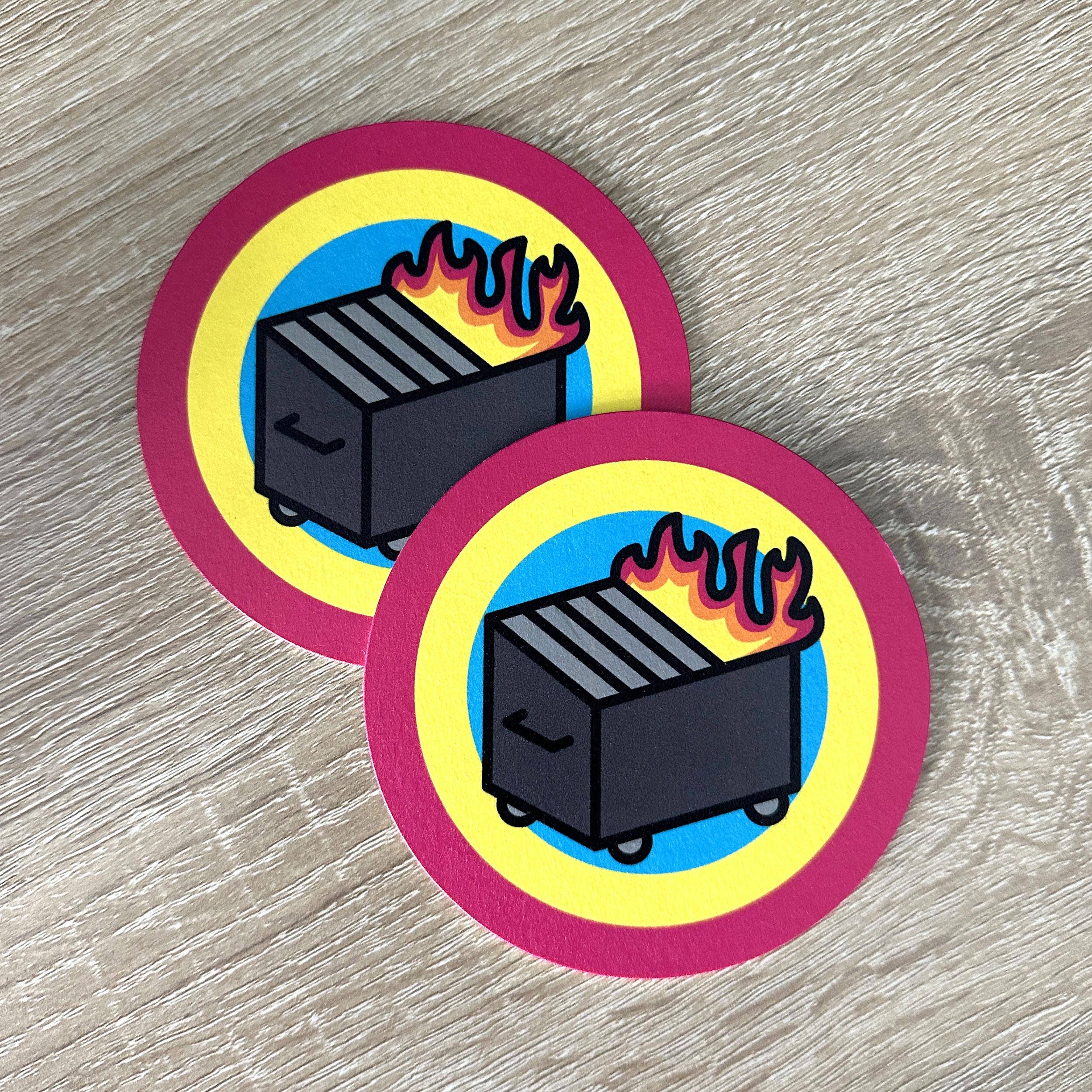 KP General Store - Wholesale Coasters - Dumpster Fire Drink Coasters (4-Pack)3