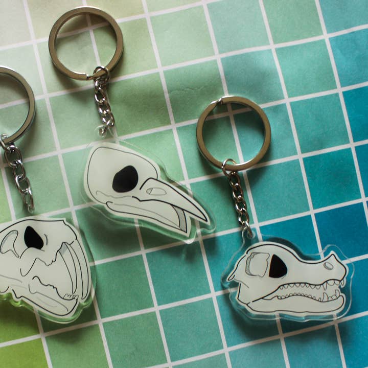Llaveros de calaveras prehistóricas de 2.5» | Llaveros acrílicos para venta al por mayor de KeikiiArt