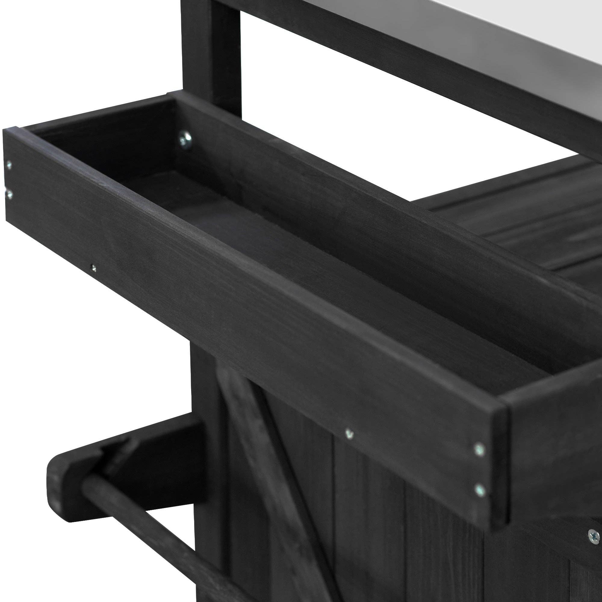 39F Inc. - Wholesale Outdoor Grill Tools - Farmhouse Solid Wood Outdoor Kitchen Island with Steel Top23