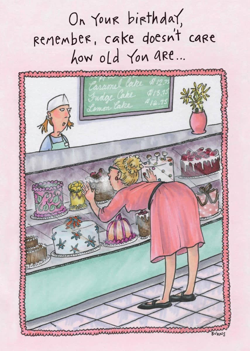 Oatmeal Studios - Vendita all'ingrosso Biglietti di auguri - Biglietto di compleanno Cake Doesn't Care - 89021