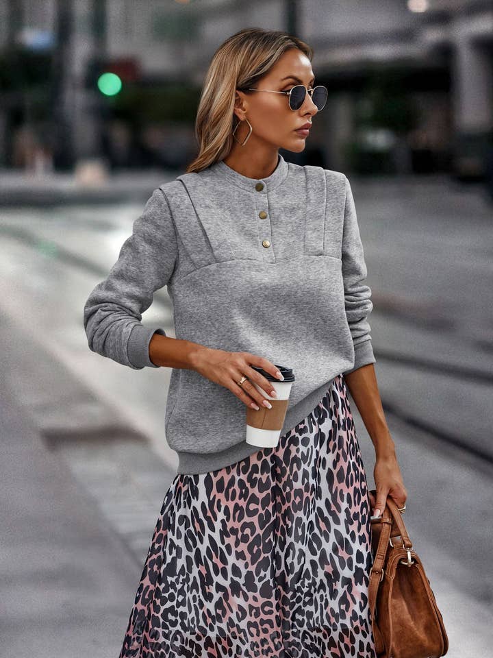 SZ1-TP8322 Quarter Button Sweatshirt for wholesale by eLook