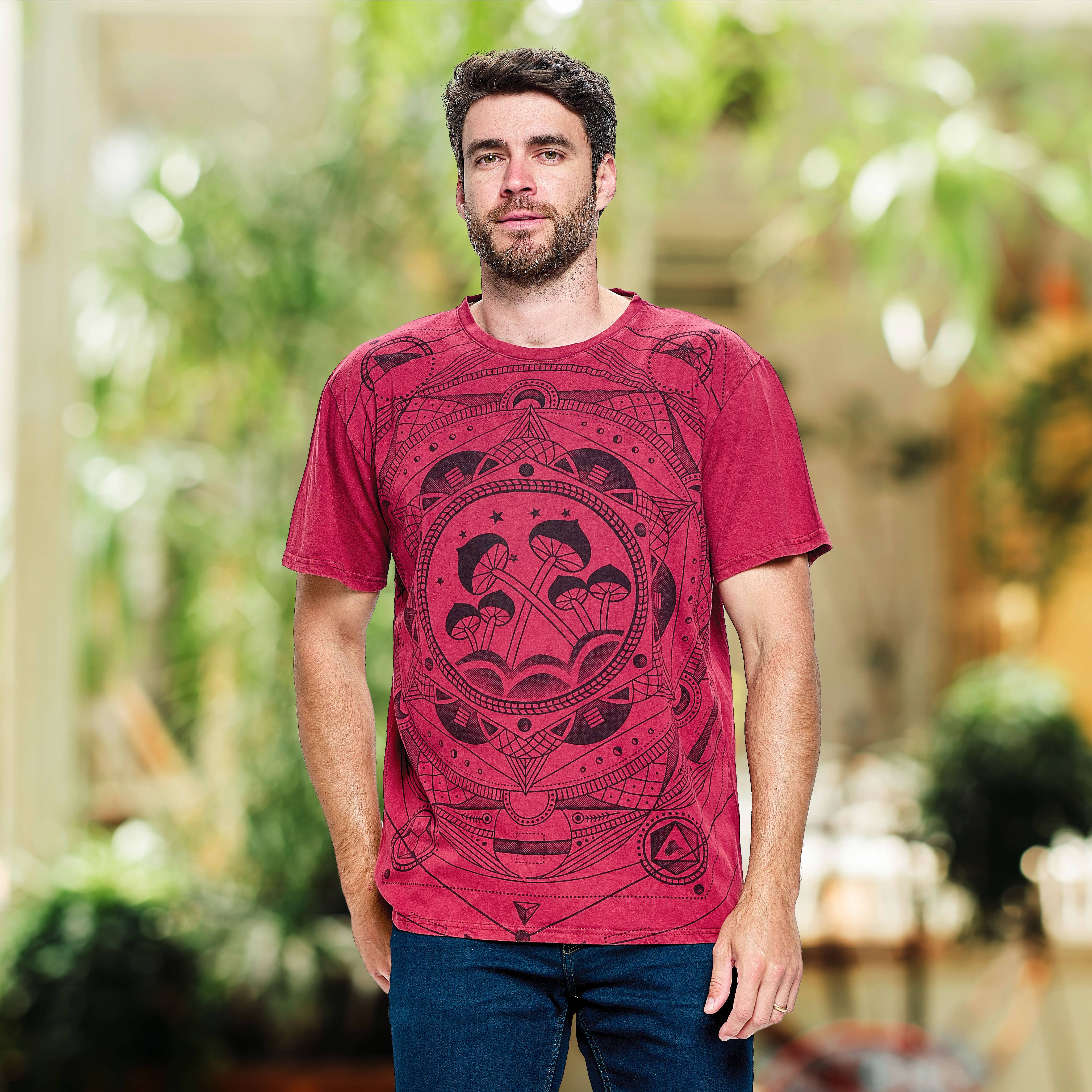 Yak & Yeti - Vente T-shirt sérigraphié – homme - T-shirt Sacred Geometry Mushrooms pour hommes2