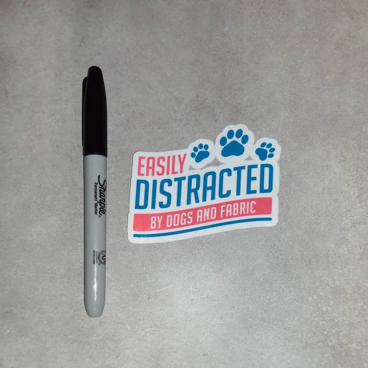 Dancing Dolphin Crafts - Wholesale Sticker - Easily Distracted by Dogs and Fabric | Sewing Stickers4