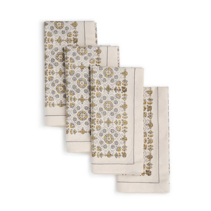 Bomullsservetter | Handblocktryckta | Lily | Set om 4 för wholesale av Sustainable Threads