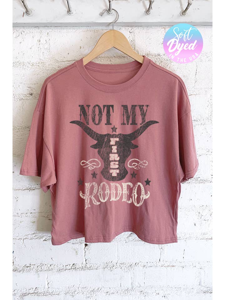 Rustee Clothing - Wholesale Screen Printed T-Shirt - Women's - NOT MY FIRST RODEO GRAPHIC LONG CROP TOP6