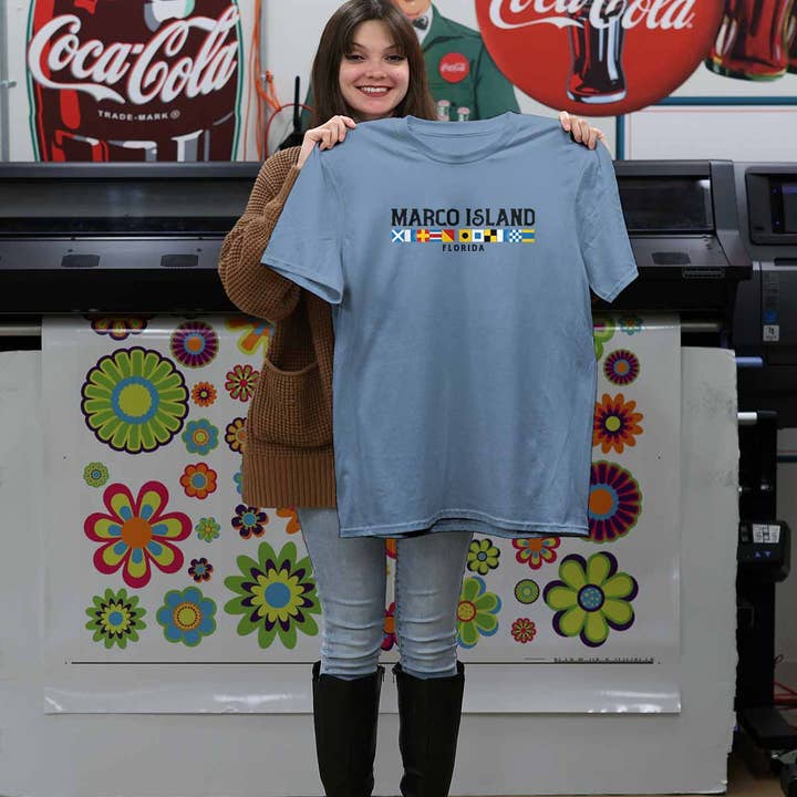 RetroPlanet - Wholesale T-Shirt (Graphic) - Unisex - Marco Island Florida Nautical Flags T-Shirt Adult S-2X1