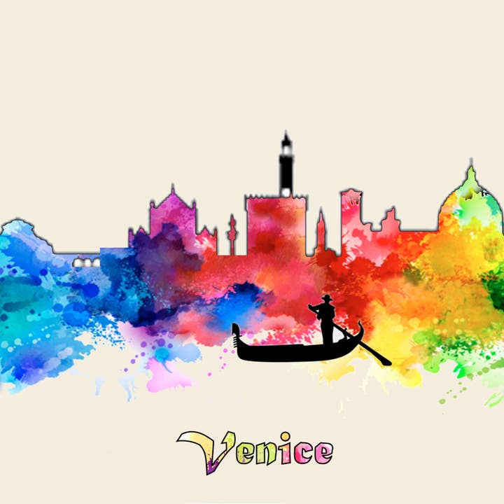 City Of Venice Skyline Poster Watercolor Art for wholesale by BMS BIZ