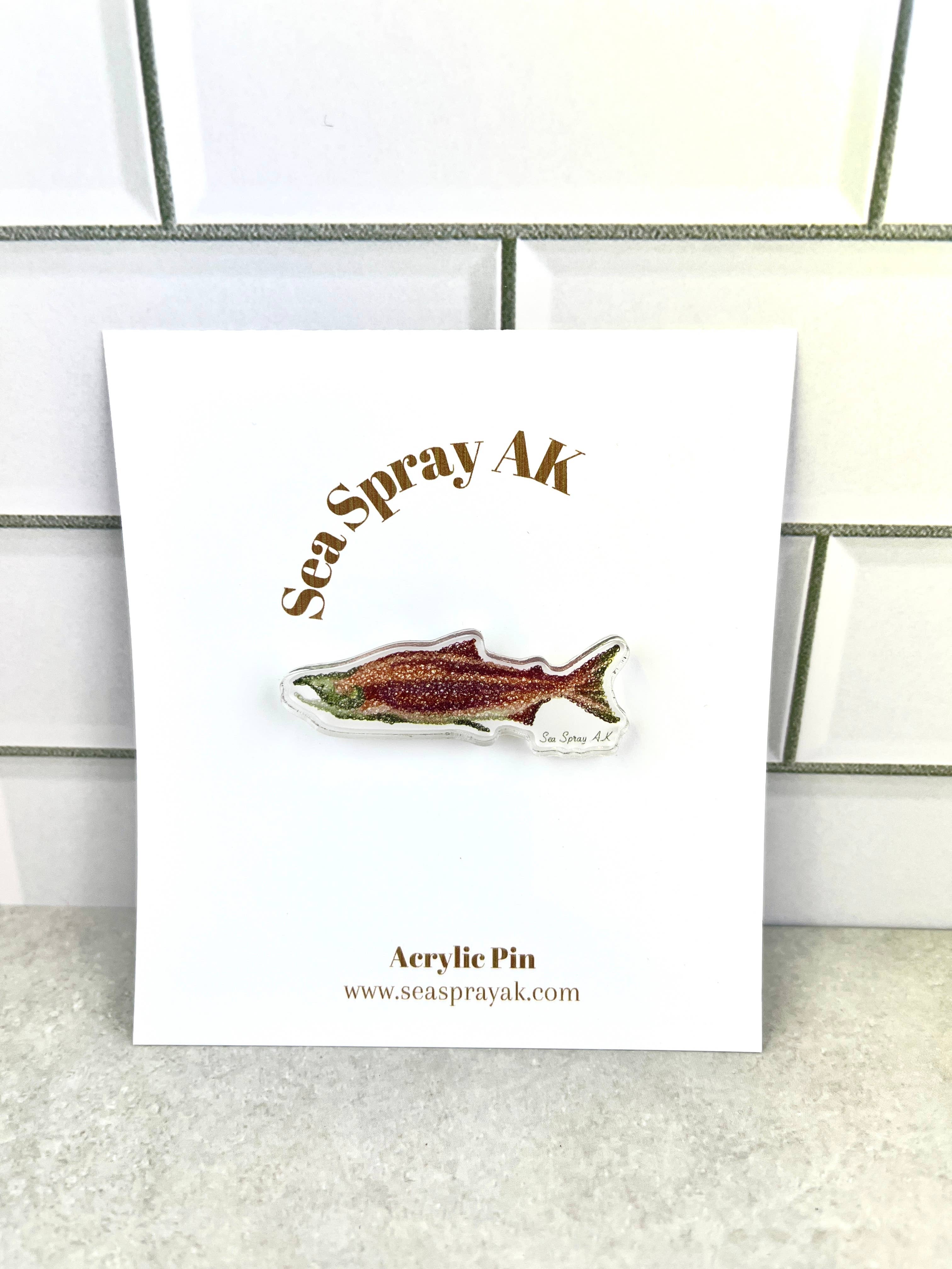Sea Spray AK - Wholesale Lapel Pin/Button - Sockeye Salmon Pin Perfect For Hats, Bags, And Clothes1