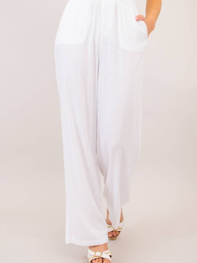 Bella Pant, Vit, Linne Bambu för wholesale av Blue Sky Clothing Co LLC