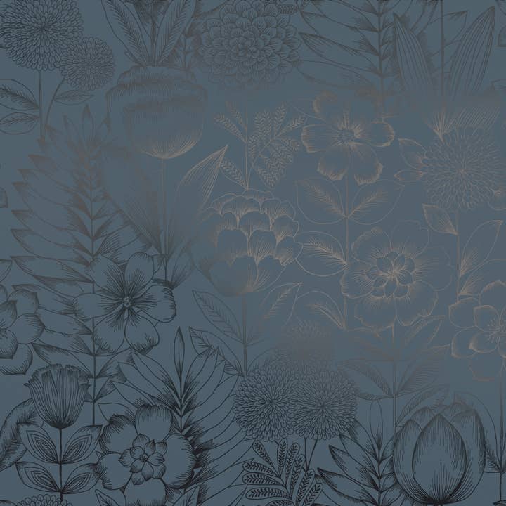 Papel pintado Homestead, diseño floral, azul, despegar y pegar, 28 pies cuadrados para venta al por mayor de Tempaper & Co ®