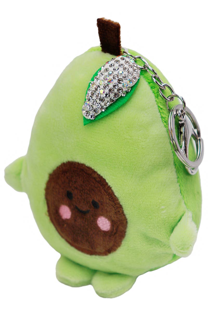 Cap Zone – wholesale Nyckelringar - Dam – Avokado animerad fuzzy plysch docka Bling nyckelring1