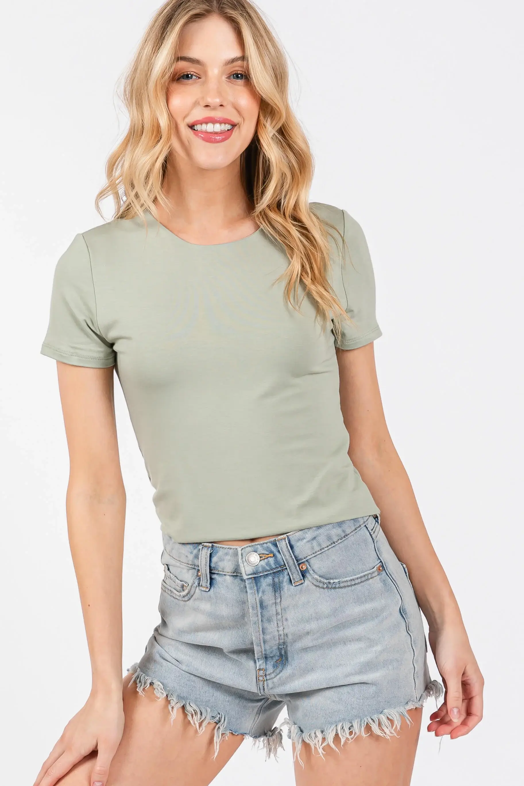 Final Touch - Wholesale Knit Top - Women's - Rayon Modal Basic Crop Top - T3107327