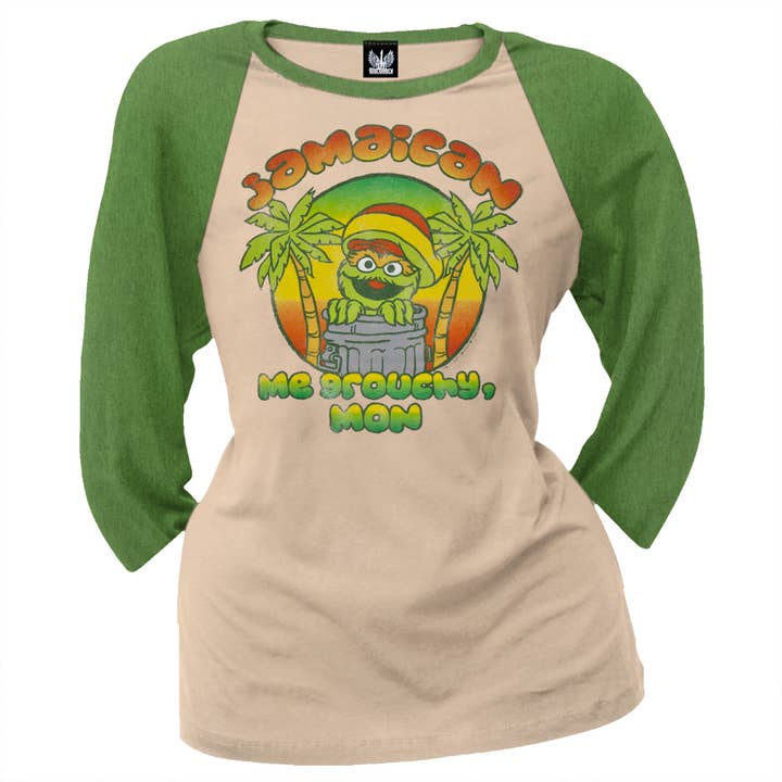 Sesame Street - T-shirt Raglan Júnior Feminino Jamaicano por atacado de Official Store