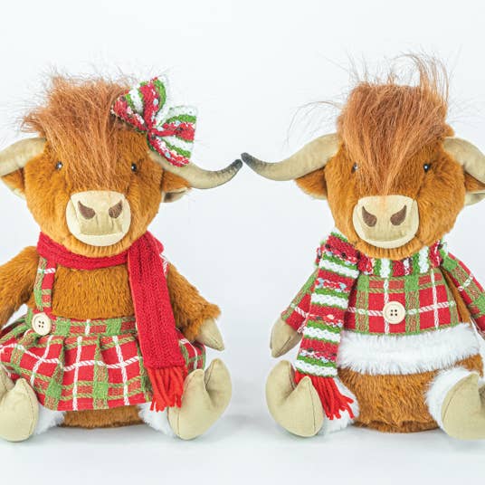 Hanna's Handiworks - Wholesale Christmas Decoration - HIGHLAND COW SITTER 2 ASSORTED