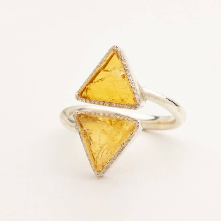 Citrine Raw Crystal Ring, Adjustable Ring, Silver - Gia for wholesale by Koko