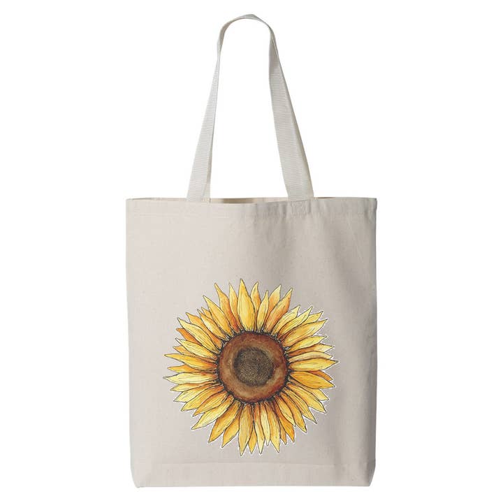 Sunflower Canvas Tote Bag for wholesale by Sticker Girl, formerly KPB Apparel