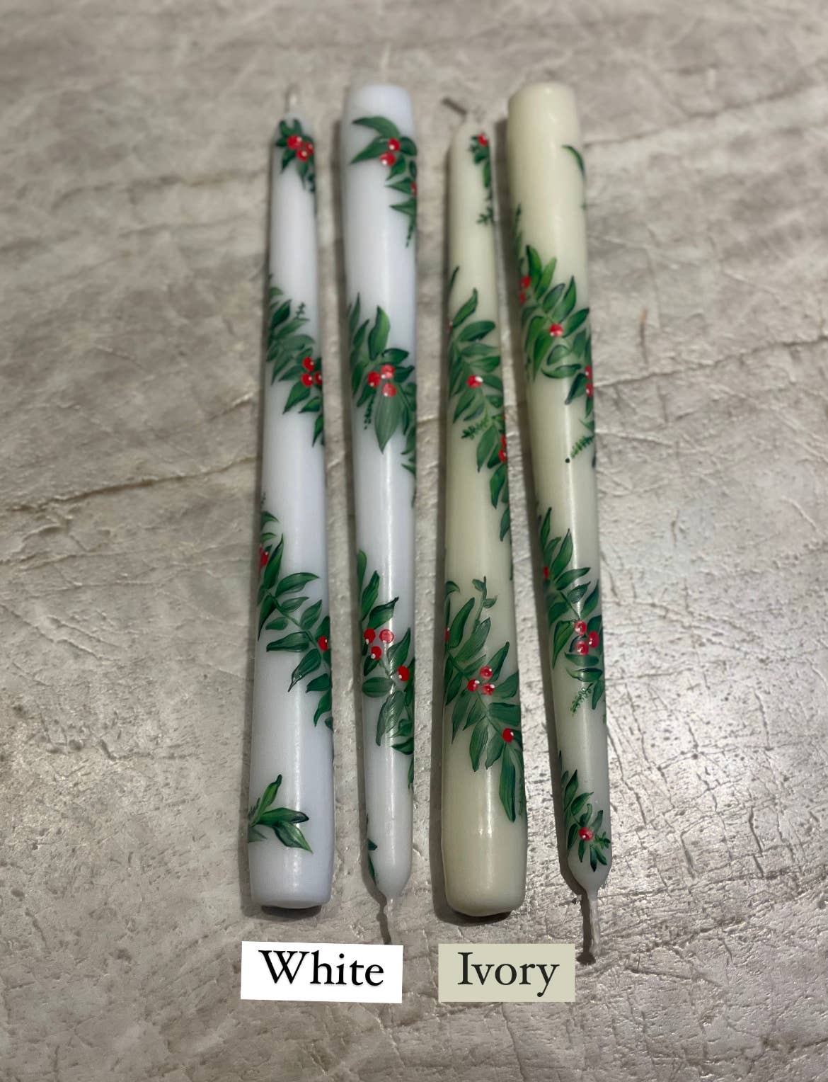 Ashley Myers – wholesale Avsmalnande ljus – Handmålade julgransljus, par 10 tum1