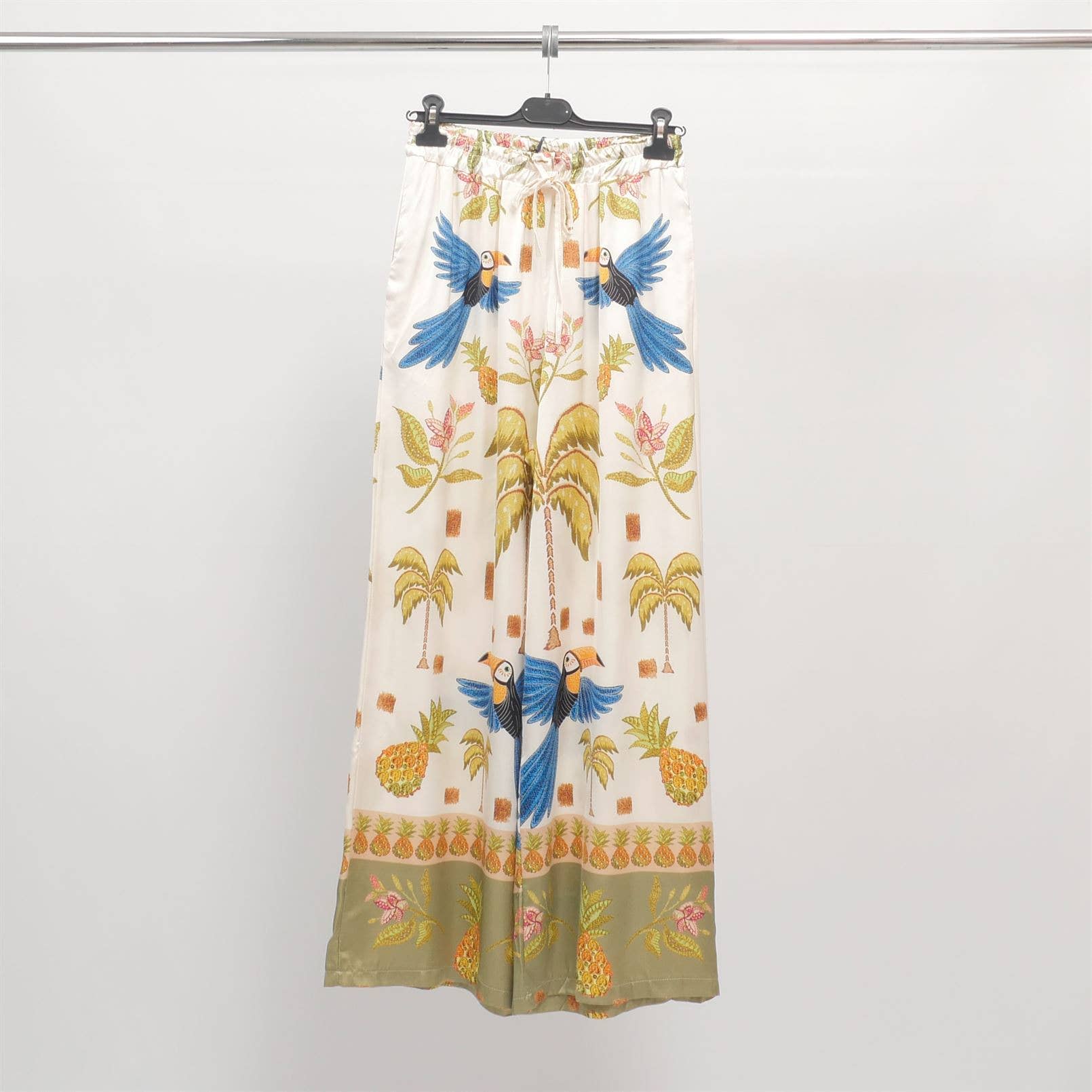 Cecile Wang - Vendita all'ingrosso Pantalone - Donna - Pantaloni stampati con pappagalli in viscosa satinata SSP20236VS0