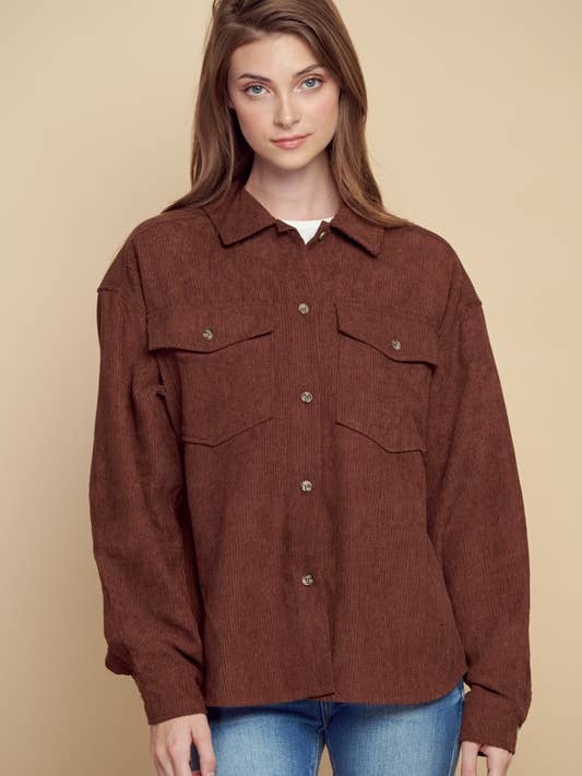 KNAPPEN NER CORDURY JACKA - P80014 för wholesale av Petal Dew