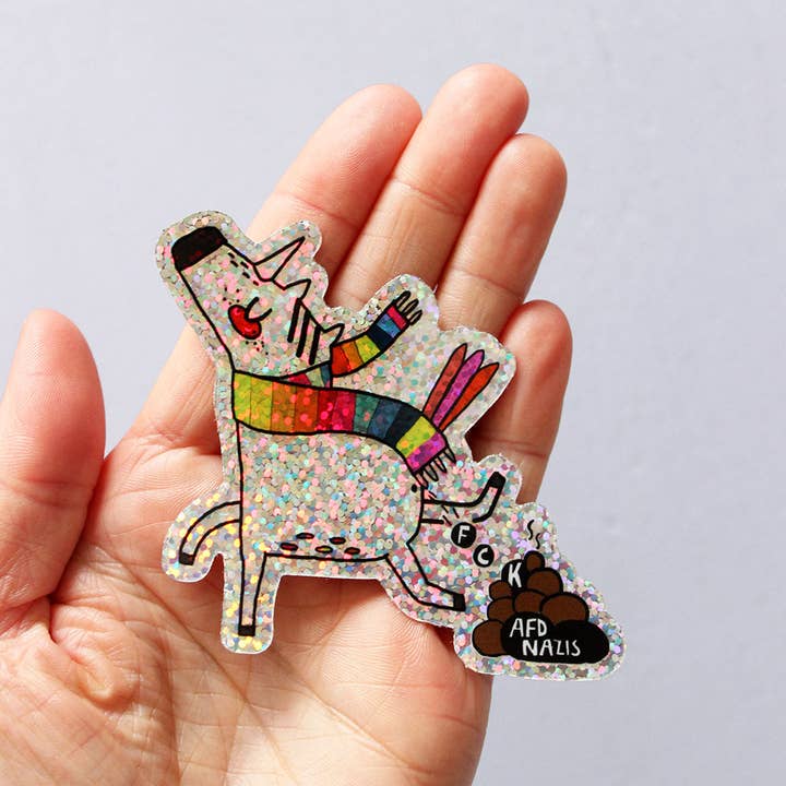 Halfbird – Großhandel Aufkleber – Glitzer Sticker "Einhorn" | Fck AFD1