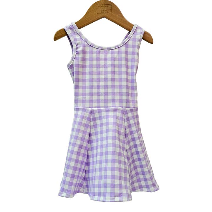 Vestito Activewear a Quadretti in Viola e Bianco per la vendita all'ingrosso da parte di ntrl co.