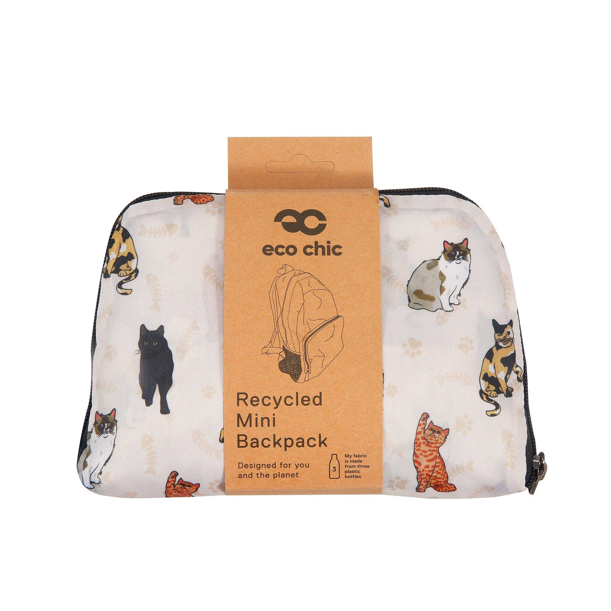 Eco Chic - Wholesale Backpack - Women's - Eco Chic Lightweight Foldable Mini Backpack Beloved Cats2