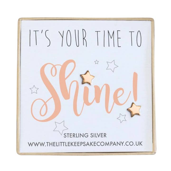Roségouden oorbellen van Vermeil Quote - het is jouw tijd om te schitteren! voor wholesale door The Little Keepsake Company