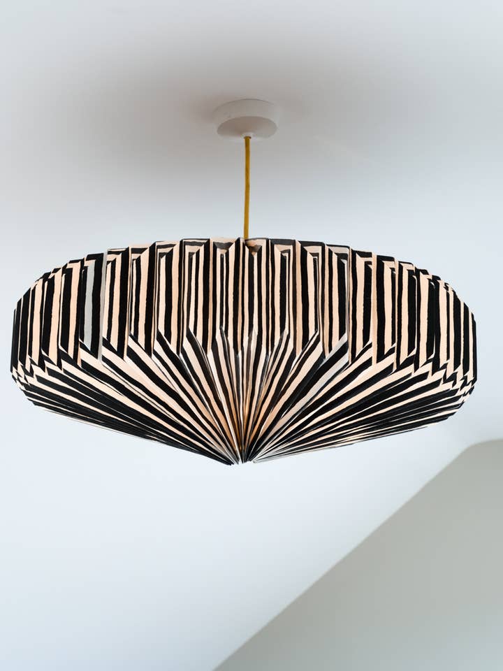 Origami Paper Lightshade Saucer 'Black & White Stripe' for wholesale by AARVEN