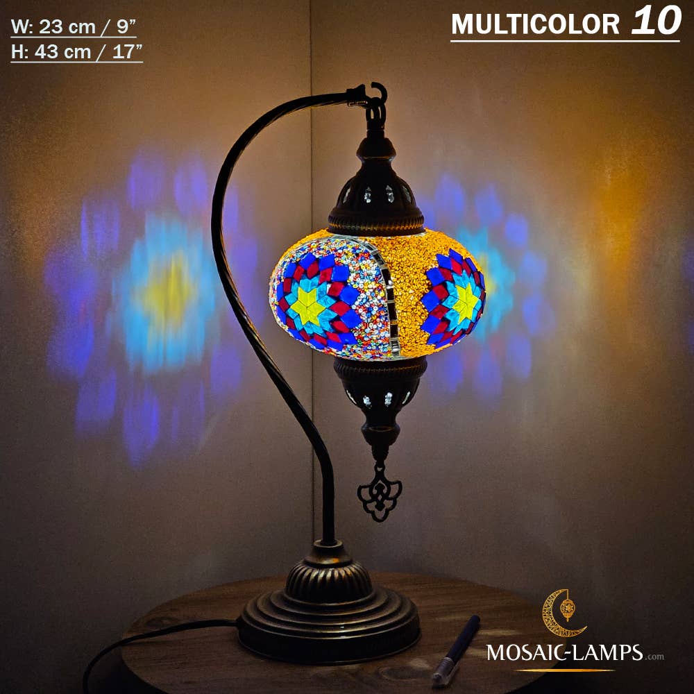 Mosaic Lamps - Wholesale Accent/Desk Lamp - 10+Colors - Gooseneck Large Globe Mosaic Table Lamp, Turkish48