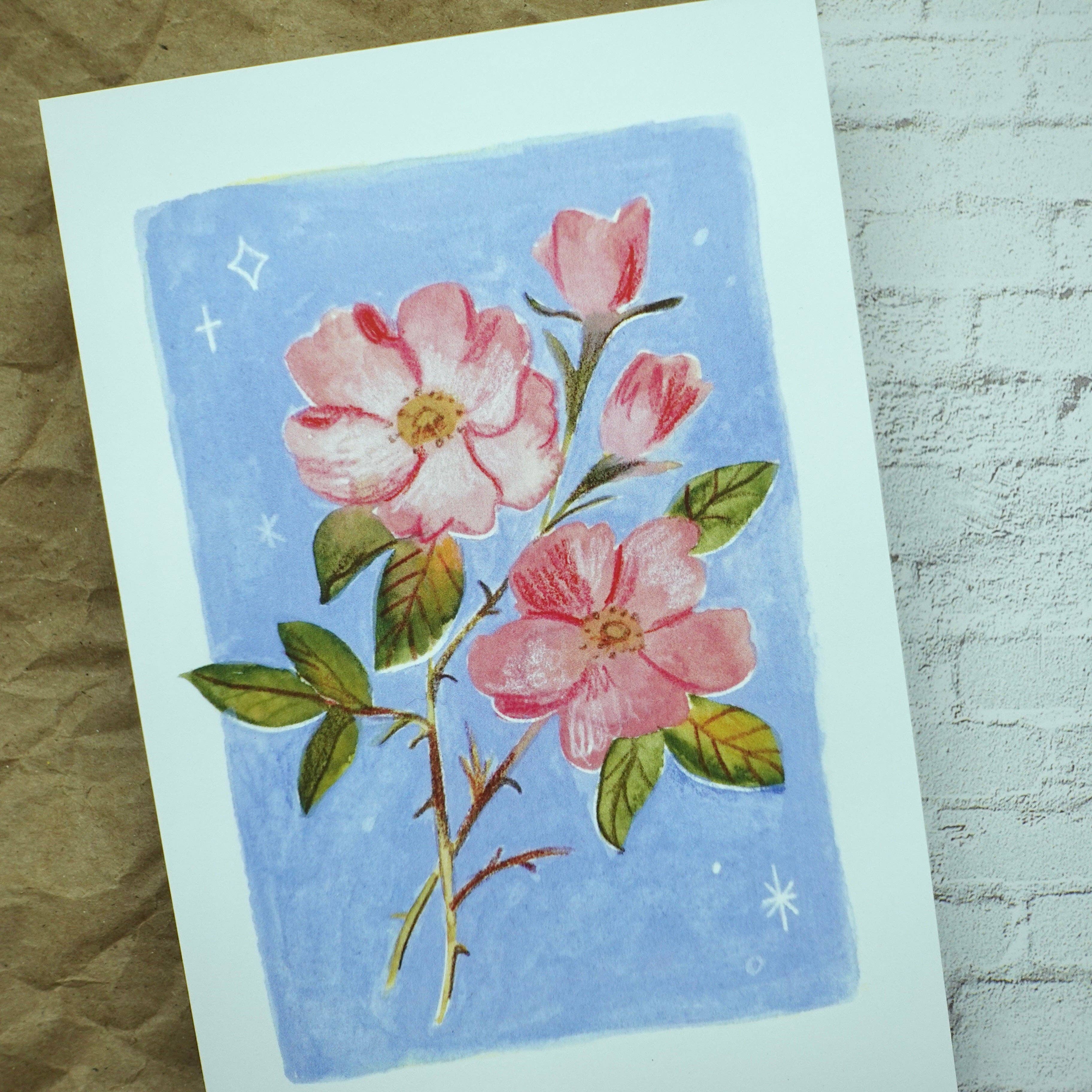 Fun Gal Studio - Wholesale Art Print - Wild Roses - Postcard / Mini Art Print1