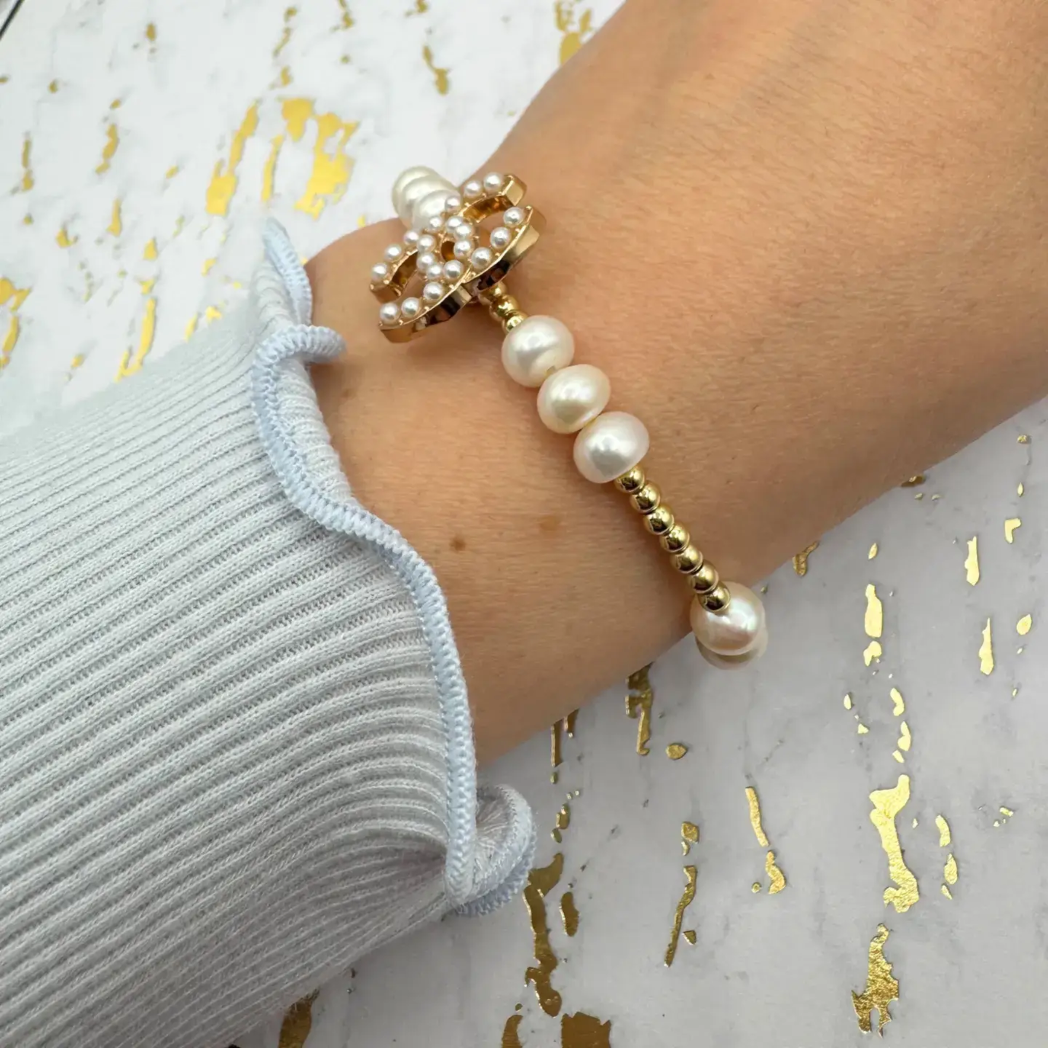 Golden Girl Jewelry - Vente Bracelet de perles - Bracelet en or rempli 14K + perles d'eau douce1