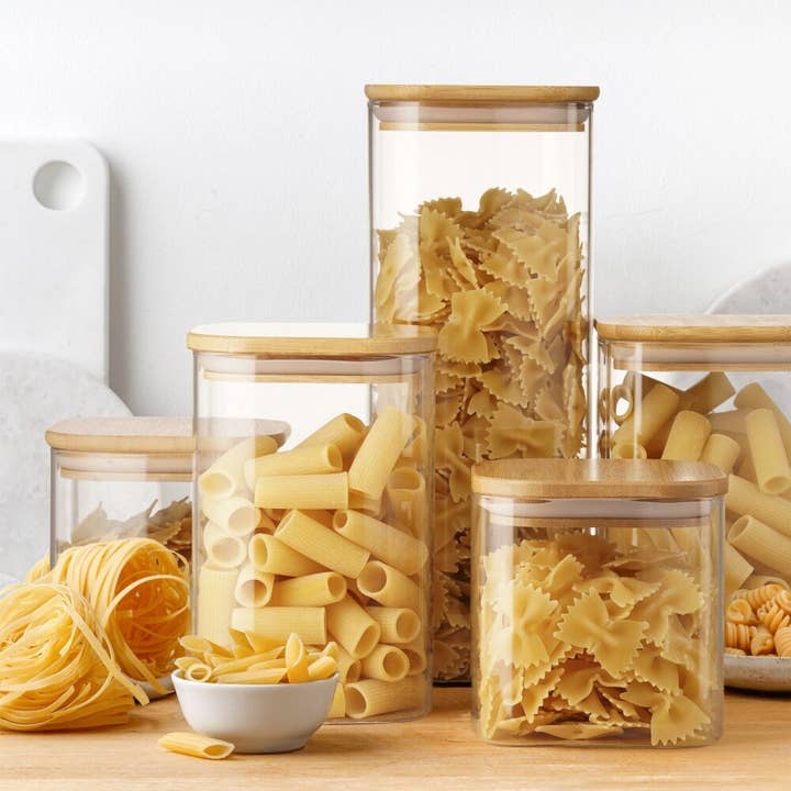 Muldale – wholesale Food storage container – Set of 5 Glass Storage Jars with Lids Airtight Borosili2