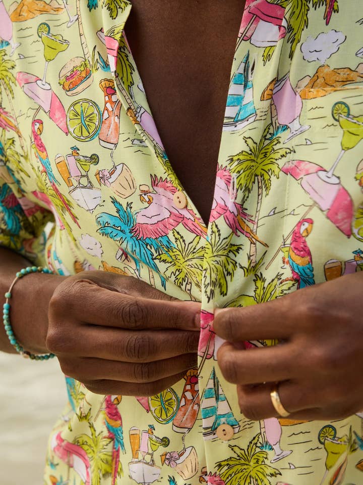 Margaritaville Lime Island Print Mens Short Sleeve Shirt for wholesale by Kenny Flowers