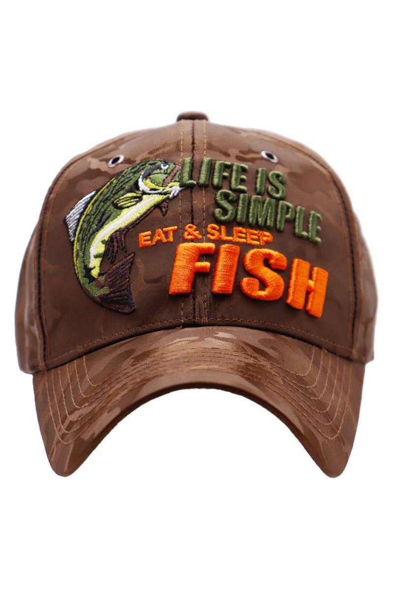 Cap Zone - Wholesale Baseball Cap - Unisex - Life Is Simple Fish Camouflage Baseball Cap1